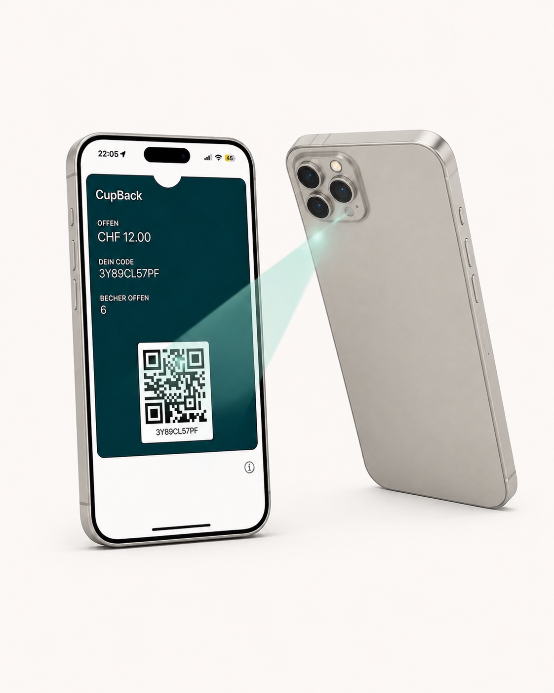 Das Gerät des Sammlers scannt den QR-Code auf der Wallet-Karte des Gastes
