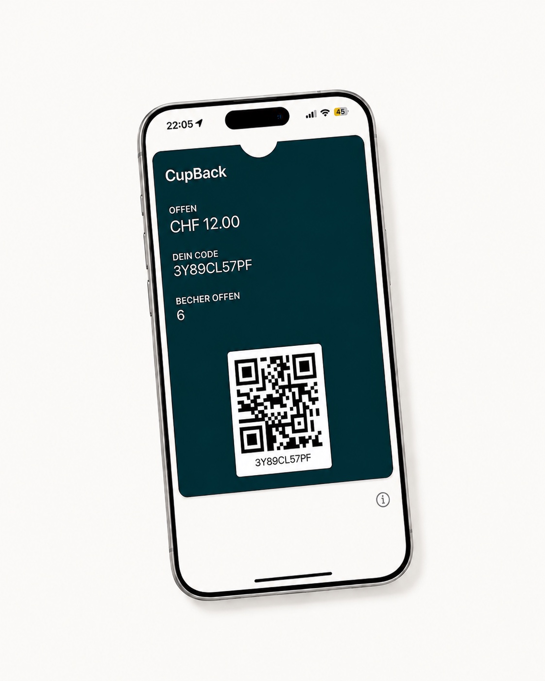 Die CupBack-Karte in Apple Wallet auf einem iPhone